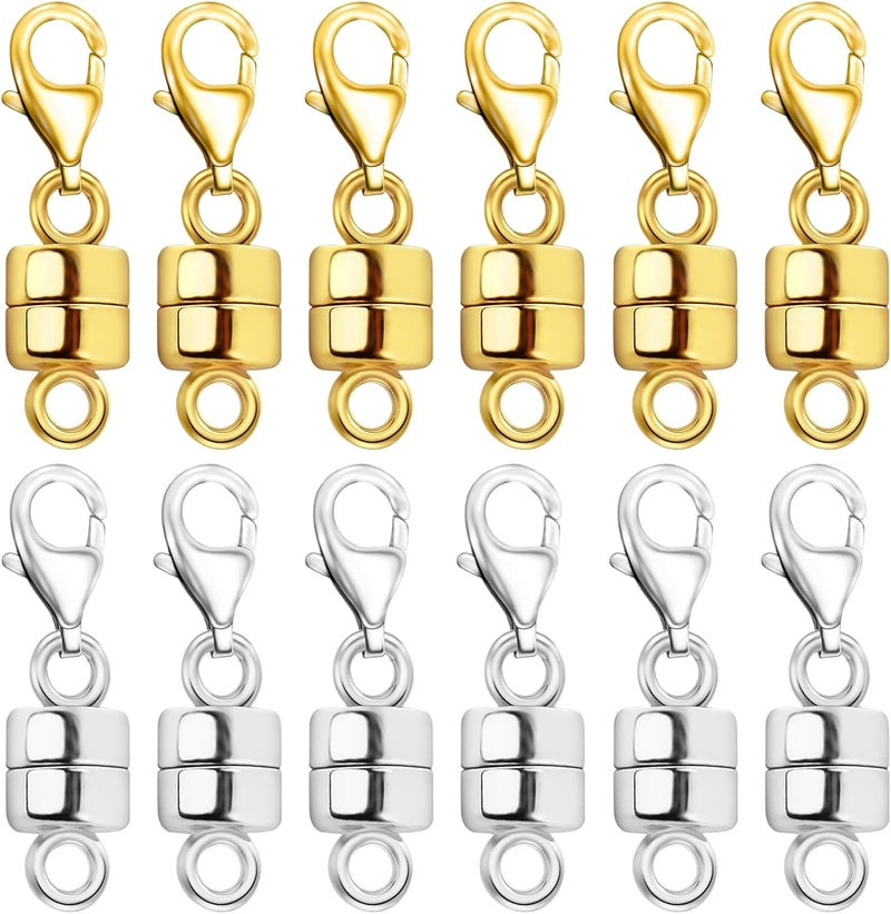 Qulltk Magnetic Necklace Clasp with Lobster Clasp 18K Gold and Silver Magnetic Jewelry Clasps for Necklaces Extender Bracelet Clasps and Closures - Image 1